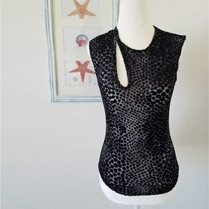 Vintage GUESS COLLECTION keyhole animal print top